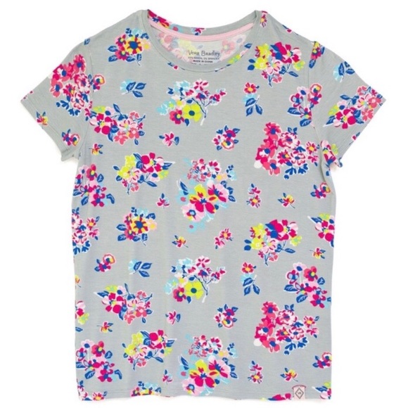 Vera Bradley Tops - Vera Bradley Tossed Posies Gray Floral Tee NWT